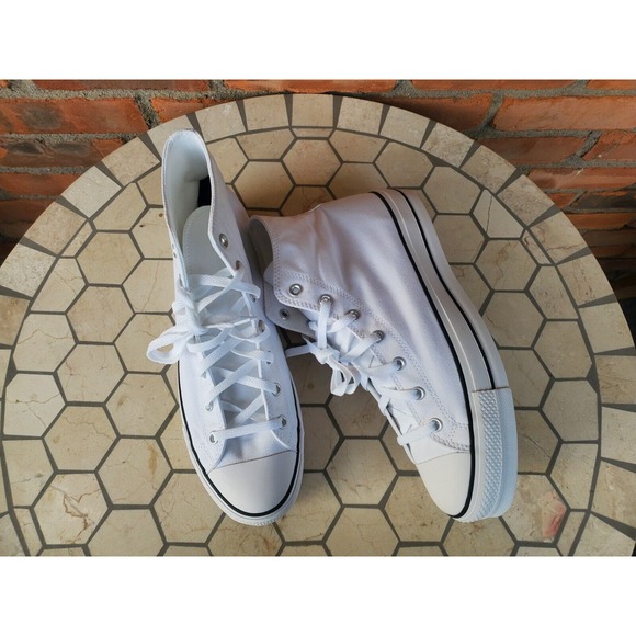 Men's CONVERSE Canvas 2in Platform CHUCK TAYLOR ALL STAR WHITE SNEAKERS‎ Size 12 - Picture 9 of 14